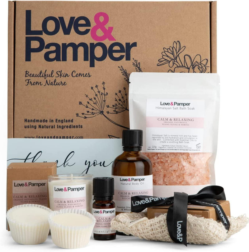 LUXURY CALM and RELAXING - SUSTAINABLE, Aromatherapy Pampering Gift Set for Women - Loveandpamper