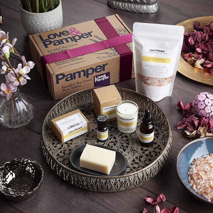 UPLIFT & ENERGY - SUSTAINABLE Aromatherapy Pampering Gift Set For